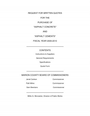 REQUEST FOR WRITTEN QUOTES FOR THE PURCHASE OF ASPHALT