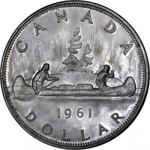 Reverse of 1961 Canada Silver Dollar - British Columbia Centennial