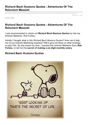 Richard Bach Illusions Quotes : Adventures Of The Reluctant Messiah