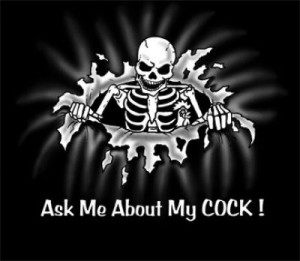 Funny Skeleton and Rooster T-shirt - Risque