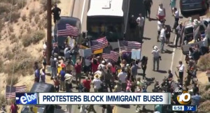 The immigration protest in Murrietta on Tuesday. Image from 10News ...