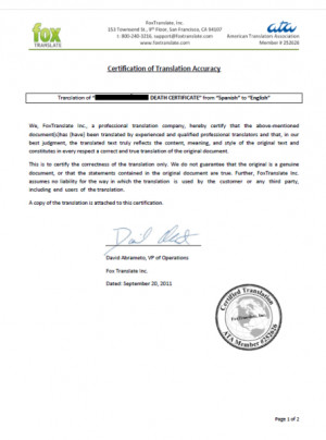 Translate Death Certificate