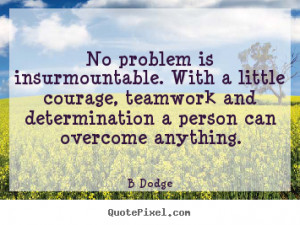 No problem is insurmountable. With a little courage, teamwork and ...