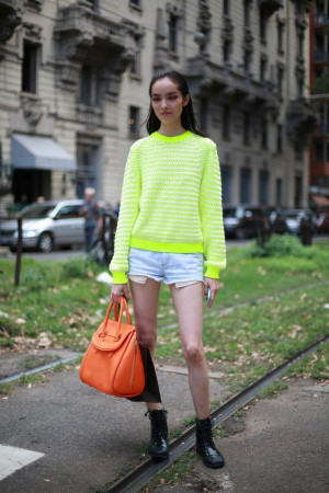 Fei Fei Sun, 15 street style photos from Milan Fashion Week #MFW #neon