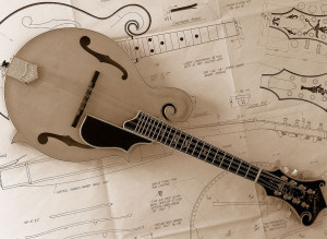Custom built mandolin on top of mandolin blueprints. Credit: Mark ...