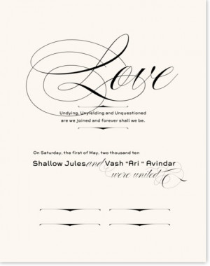 Poem Love Wedding Certificates