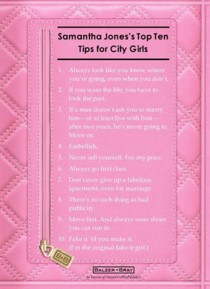 Samantha Jone's Top 10 Tips for City Girls. via @ThabiMolisana. #SATC