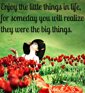 Enjoy the little things in life, for someday you will realize they ...