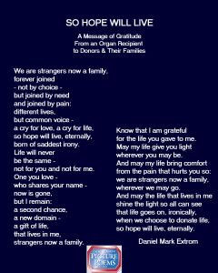 Live: A poem of gratitude from an organ recipient to a donor and donor ...