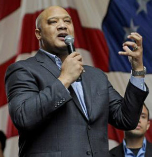 ... in black and white, online, a quote from Andre Carson, D-Ind