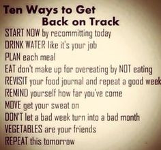 ... just plan on getting back on track after falling off the wagon. More