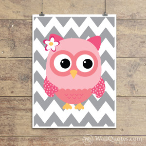 Whimiscal Owl with chevron pattern giclée wall quotes art print
