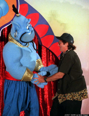 Robin Williams with the Disney character 'Genie'