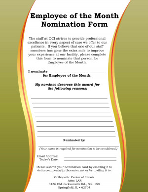 Employee of the Month Nomination Form Samples