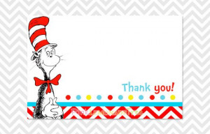 Dr. Seuss Cat in the Hat Thank You Cards, DIY, Printable, Baby Shower ...