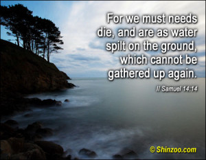 For we must needs die, and are as water spilt on the ground, which ...