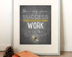 quote art print inspirational art success quote work bees chalkboard ...