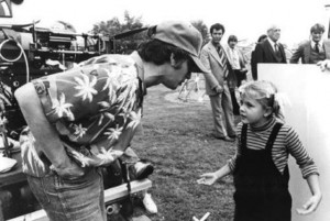 Little Drew Barrymore gets direction on the set of E.T.