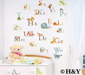 ... Alphabet Removable Educational Wall Stickers Kids Nursery Vinyl Decal