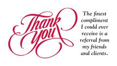 BACK-905A - Calligraphic Thank You in red with phrase on white ...