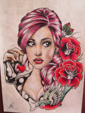 My New School Pin Up girl!! by Frosttattoo