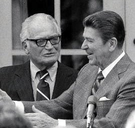 President Ronald Reagan with former Arizona Senator Barry Goldwater ...