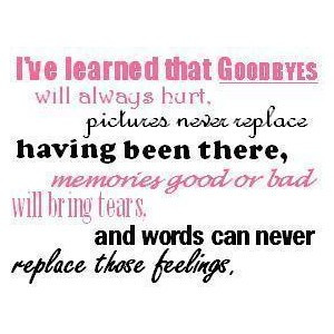 ve Learned That Goodbyes Will Always Hurt