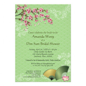 Cherry Blossom and Fans Dim Sum Jade Bridal Shower Personalized ...