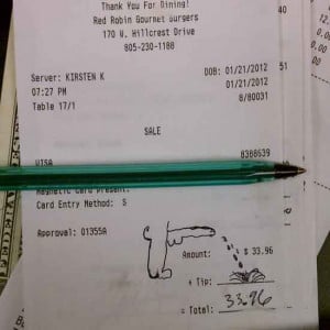server in a restaurant. This is just the tip. Literally