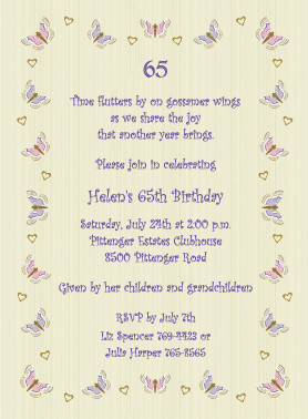 65 Birthday Invites http://www.tinytidings.com/butterfly-border-65th ...