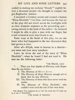 ... Pygmalion as Eliza Doolittle selling flowers as Professor Higgins