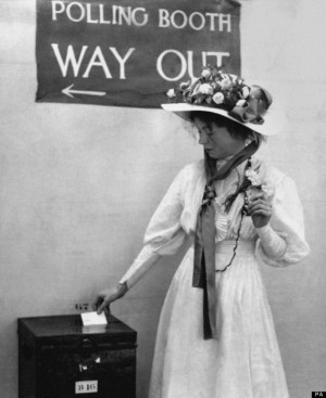 Suffragette Christabel Pankhurst in a Polling Booth during the General ...