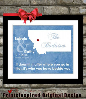 Montana Wedding Gift Map: Choose Quote Custom Engagement Art Date ...
