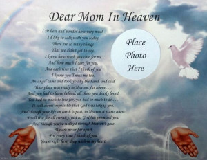 Dear Mom In Heaven poem | Dear Mom in Heaven Memorial Poem in Loving ...