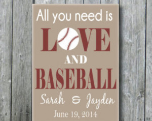 All You Need Is Love and Baseball,P ersonalized Baseball Wedding Gift ...