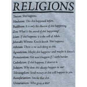 Religions of the World T Shirt Size XL Funny Sayings About Major