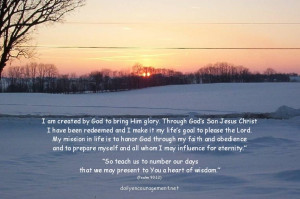 Wintersunset with personal mission statement - This is a ...