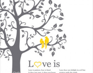 ... Custom Wedding Gift Paper Anniversary Gift Wedding tree love birds