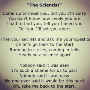 Love Quotes Coldplay The Scientist Lyrics