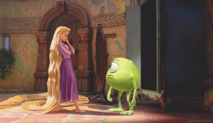 Mike Wazowski Awkwardly Checking Out Rapunzel