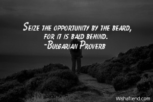 opportunity-Seize the opportunity by the beard, for it is bald behind.