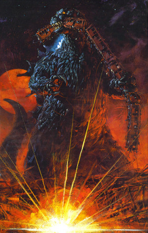 Godzilla Eating a Train by Noriyoshi Ohrai