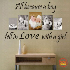Love Quote Decal All Because A Boy Fell In Love With A Girl - Bedroom ...