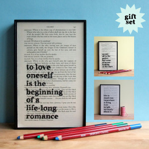 Oscar Wilde Inspirational Quote Gift Set Framed Artwork on upcycled ...