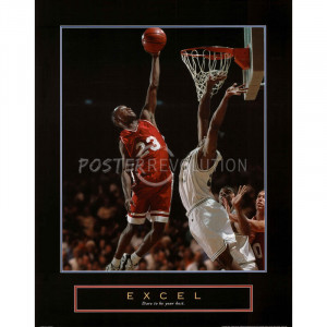 Excel Basketball Dunking Motivational Sports Poster Print - 22x28