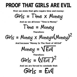 Mathematical proof that girls are evil.