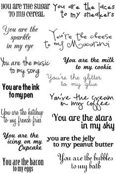 Card Sentiments - cute romantic More