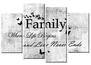 FAMILY-QUOTE-CANVAS-PICTURE-WHITE-GREY-BLACK-4-PANEL-SPLIT-WALL-ART ...
