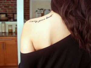 Back Shoulder Quotes Tattoo for Women