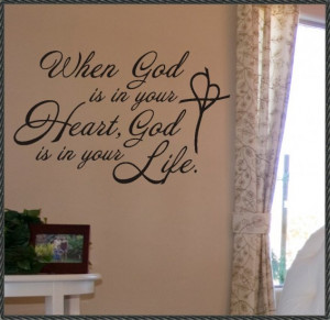 Religious Vinyl Wall Quote Decal God in your Heart